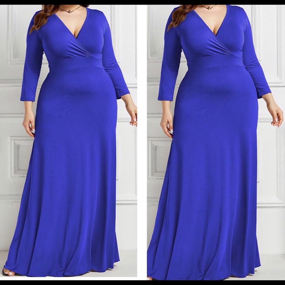 Royal blue long sleeve maxi dress
